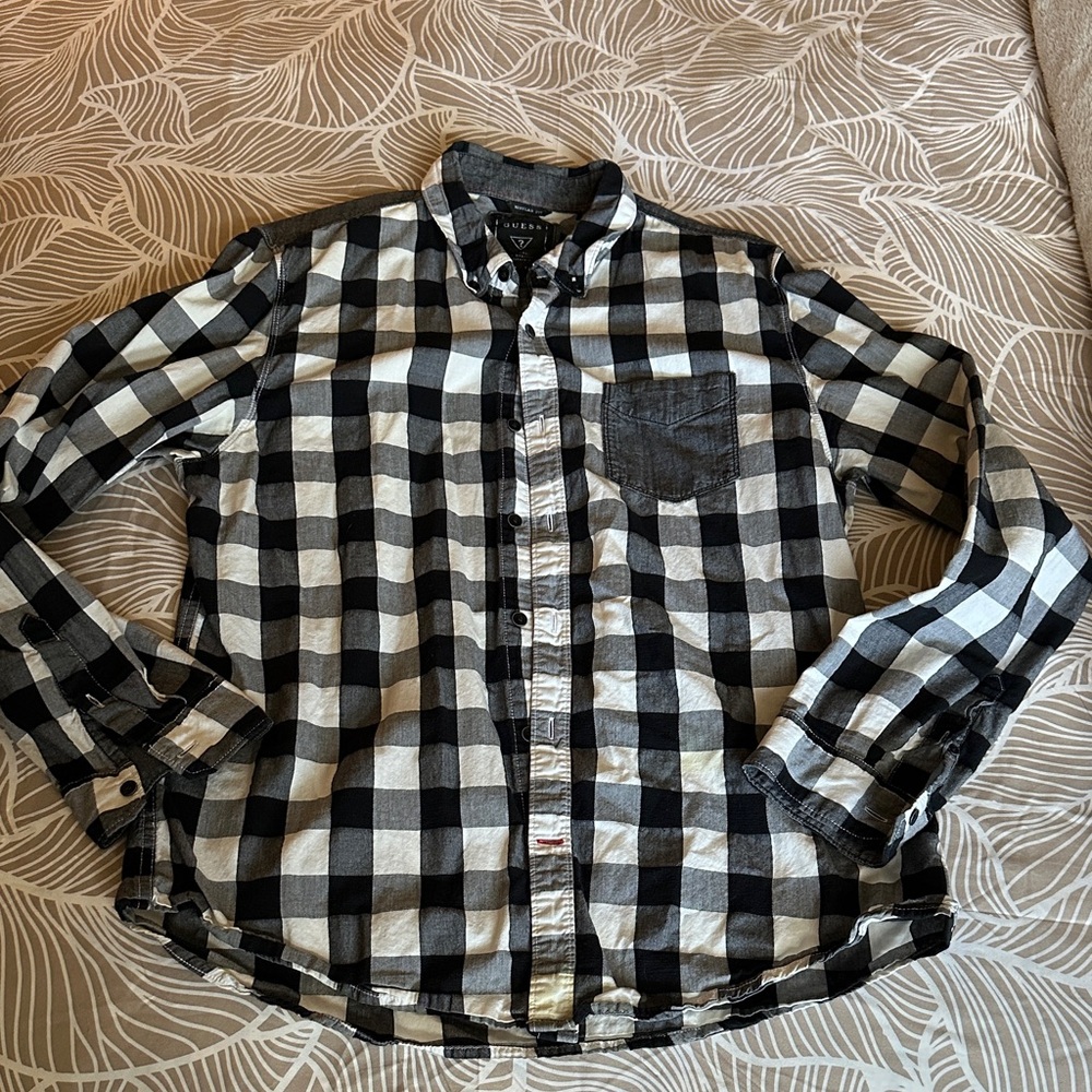 Guess Monochrome Checkered Men's Shirt